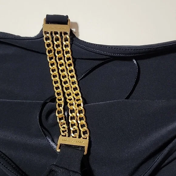 Michael Kors Cold Shoulder With Gold Chain Strap. 3/4 Sleeves. Size L - Picture 8 of 14